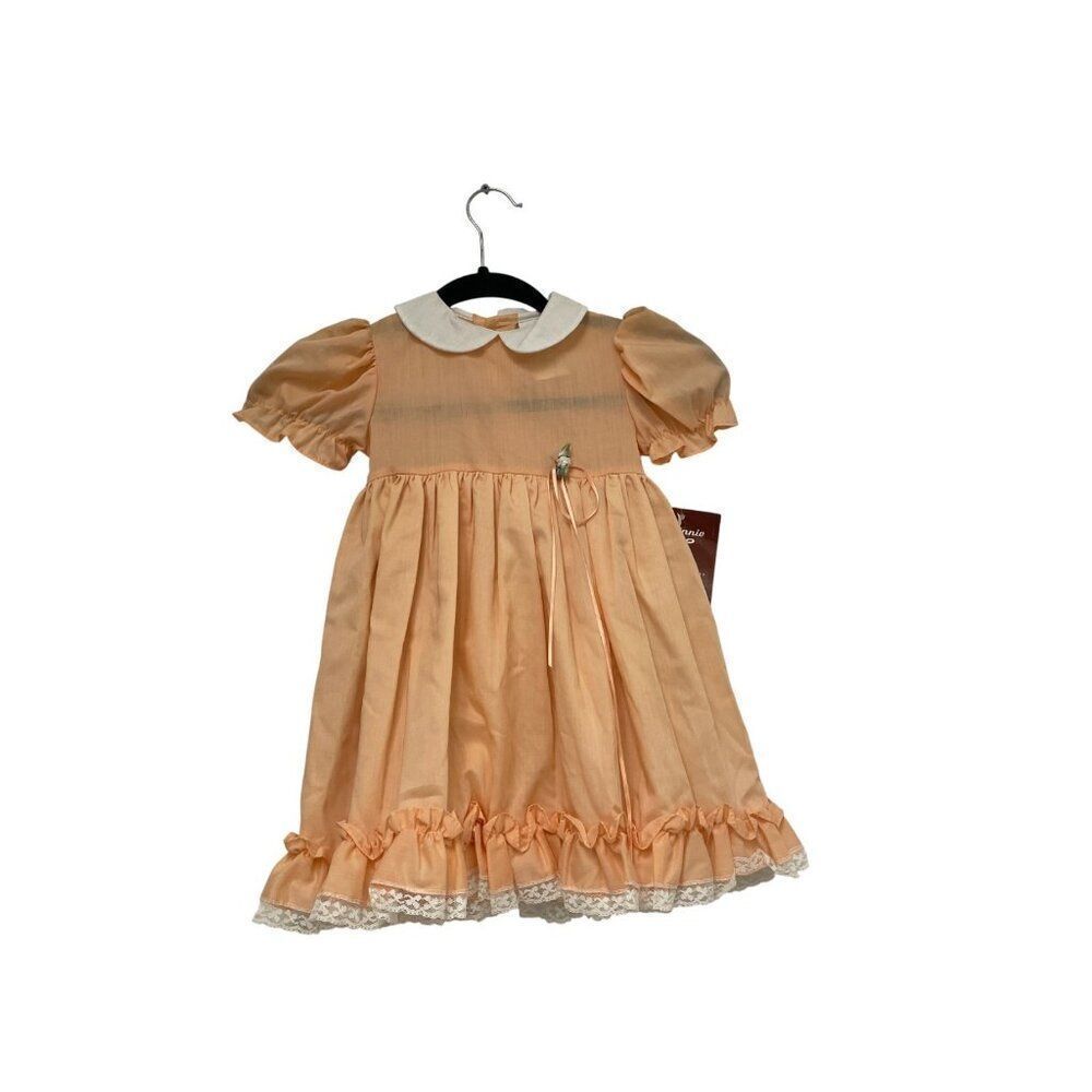 Vintage Sears Winnie The Pooh Girls Dress Size 4 Peach Ruffled Party 80s NWT